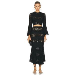 CHARO RUIZ IBIZA Shir Lace Long Skirt in Black Size S